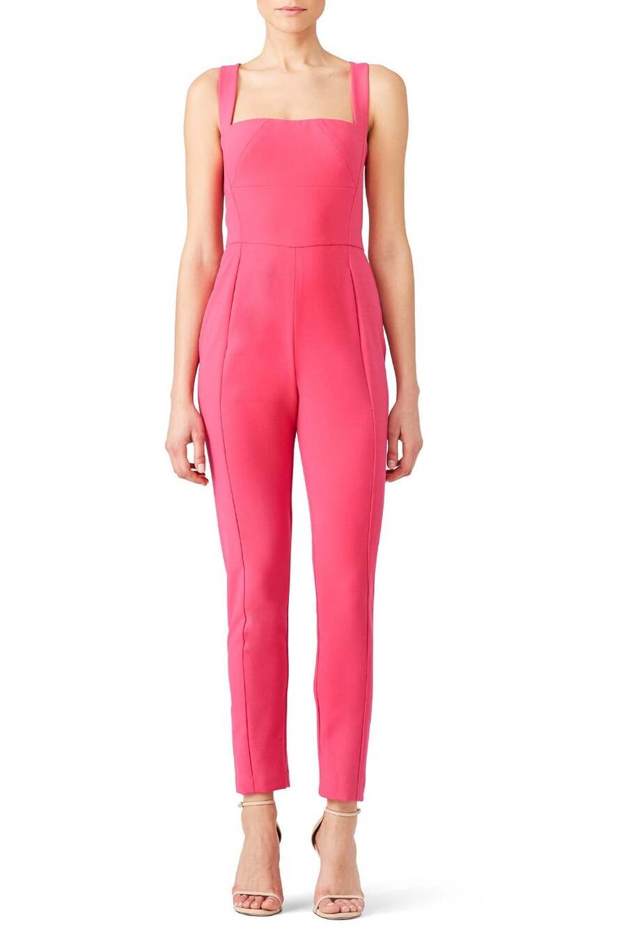 Black Halo Bene Crisscross Cropped Pink Jumpsuit Size 4